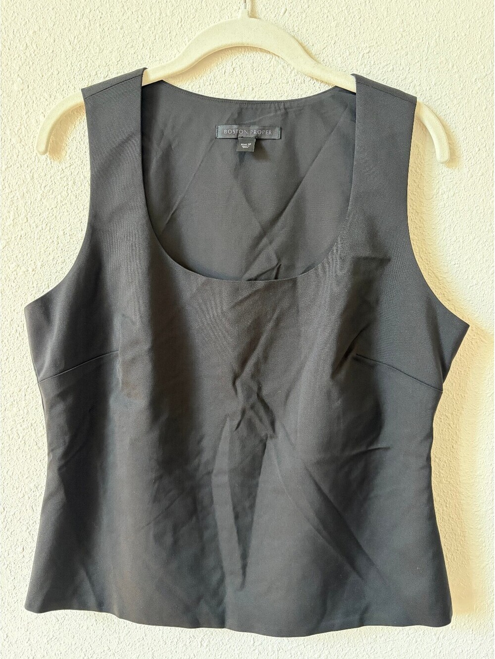 Boston Proper Black Scoop Neck Shell Tank Top Size 12 Neutral Office Party
